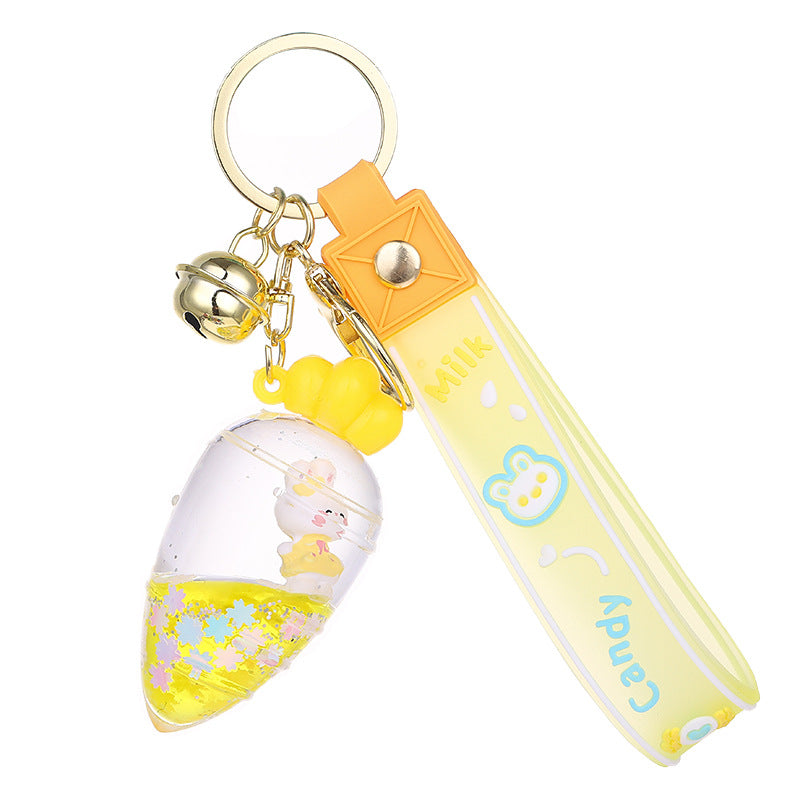 Wholesale Acrylic Quicksand Bottle Carrot Rabbit Keychain